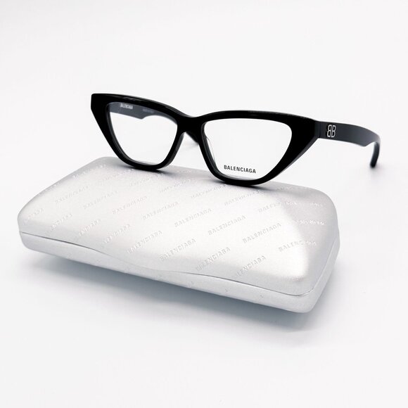 NEW BALENCIAGA EYEGLASSES BB0128O 001 CAT EYE BLACK WOMEN EYEWEAR BALENCIAGA - Picture 2 of 9